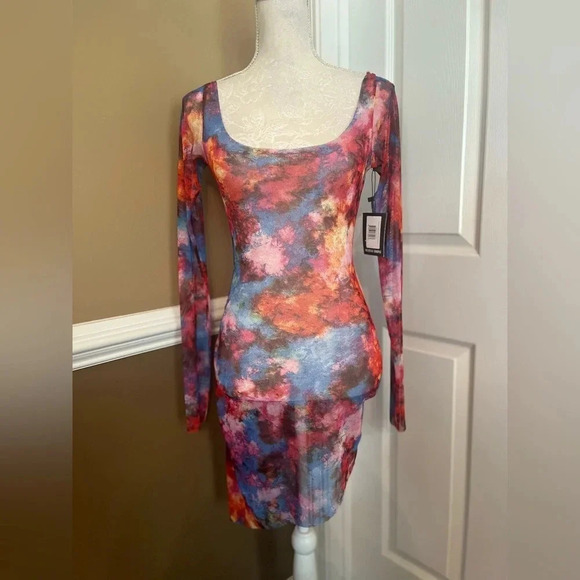 NWT Melissa Simone Yanis Mini Mesh Dress in Multi / Size M - Picture 12 of 16